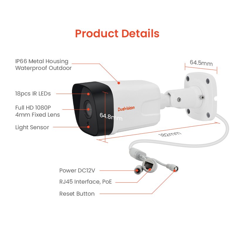 OEM IPC HD Outdoor Home Infrared IR Smart Network Video Surveillance Security System CCTV PoE IP Camera