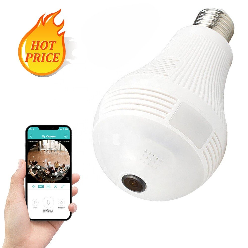 New Verson V380 2MP 1080P Indoor Panoramic 360 Fisheye Night Vision IP Wireless WiFi Led Light Bulb Camera