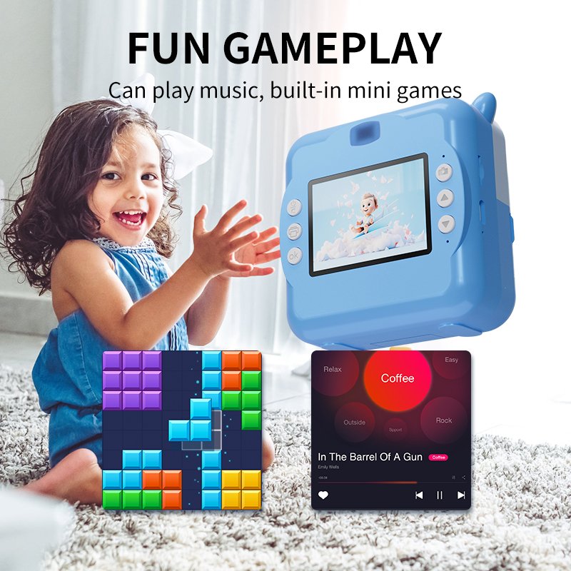 Cheap D2 Kids Print Camera 2.0inch HD Screen 4800 Pixels Photograph Fun Games Music Playback Digital Mini Kids Camera Printer