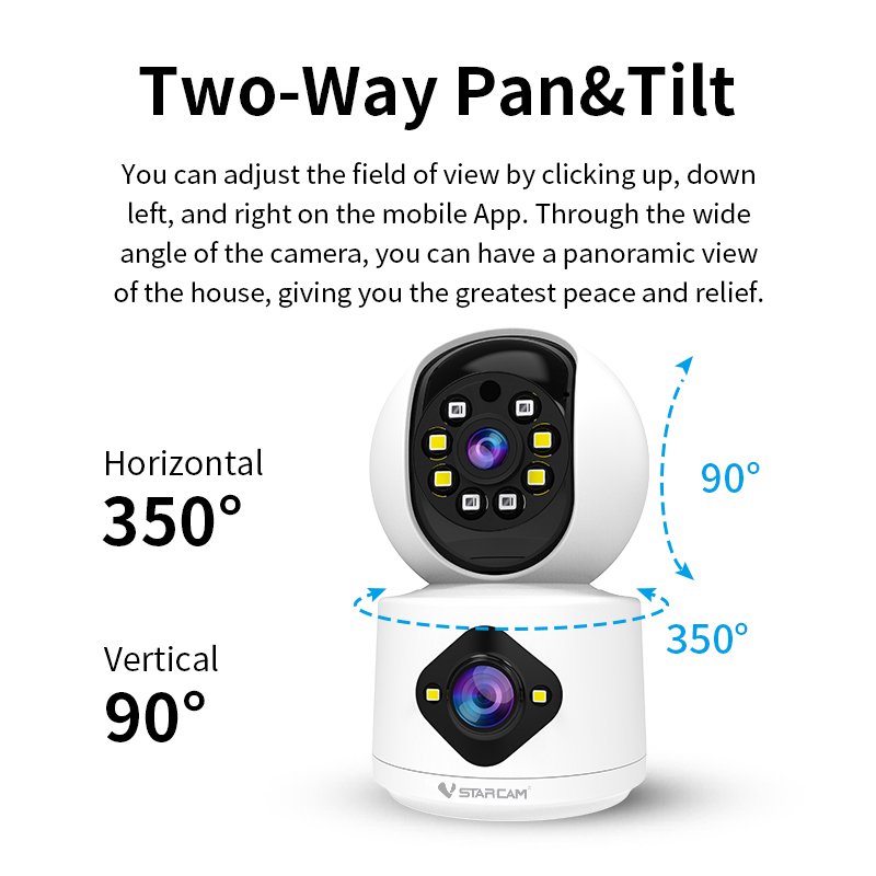 Pan/Tilt 1080P Indoor Smart IR Night Vision Motion Detection Baby Monitor Auto Tracking 2-Way Audio Mini Security Camera