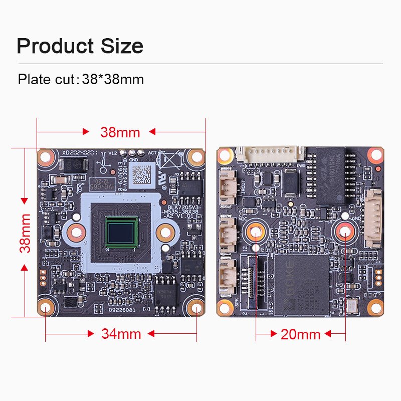 5MP 2.4mm 120degree blacklight CMOS 1/2.8 inch 0.0001Lux H.265AI/H.265+ Mini Network HD camera module