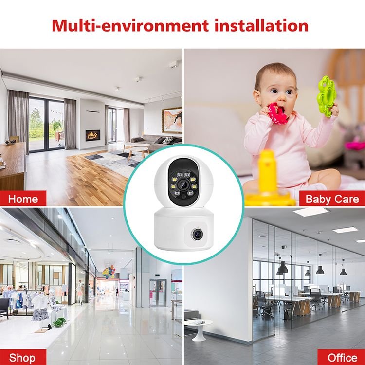 LEVOFAST Hot Sales ICSEE Indoor WiFi security Home Dual Lens 4MP Human Motion Tracking CCTV IP security Network Camera