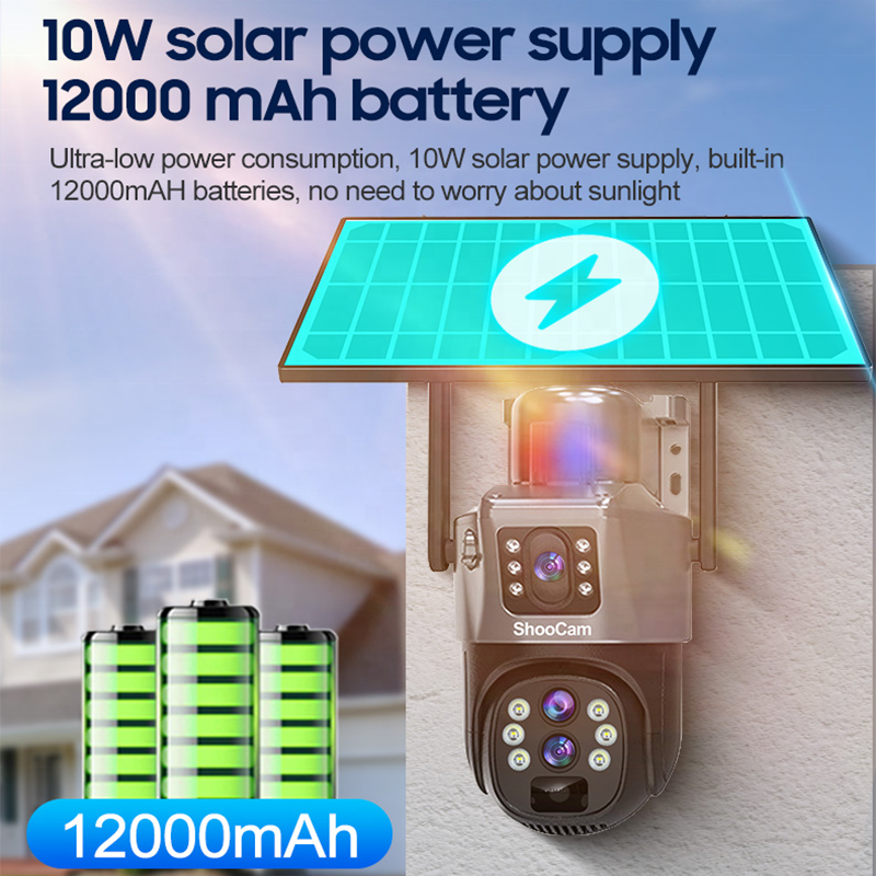 V380 10x Optical Zoom Solar Camera Security 8mp Motion Detection Auto Tracking Ptz Wifi Solar Cctv Camera 4g Sim Card 4k