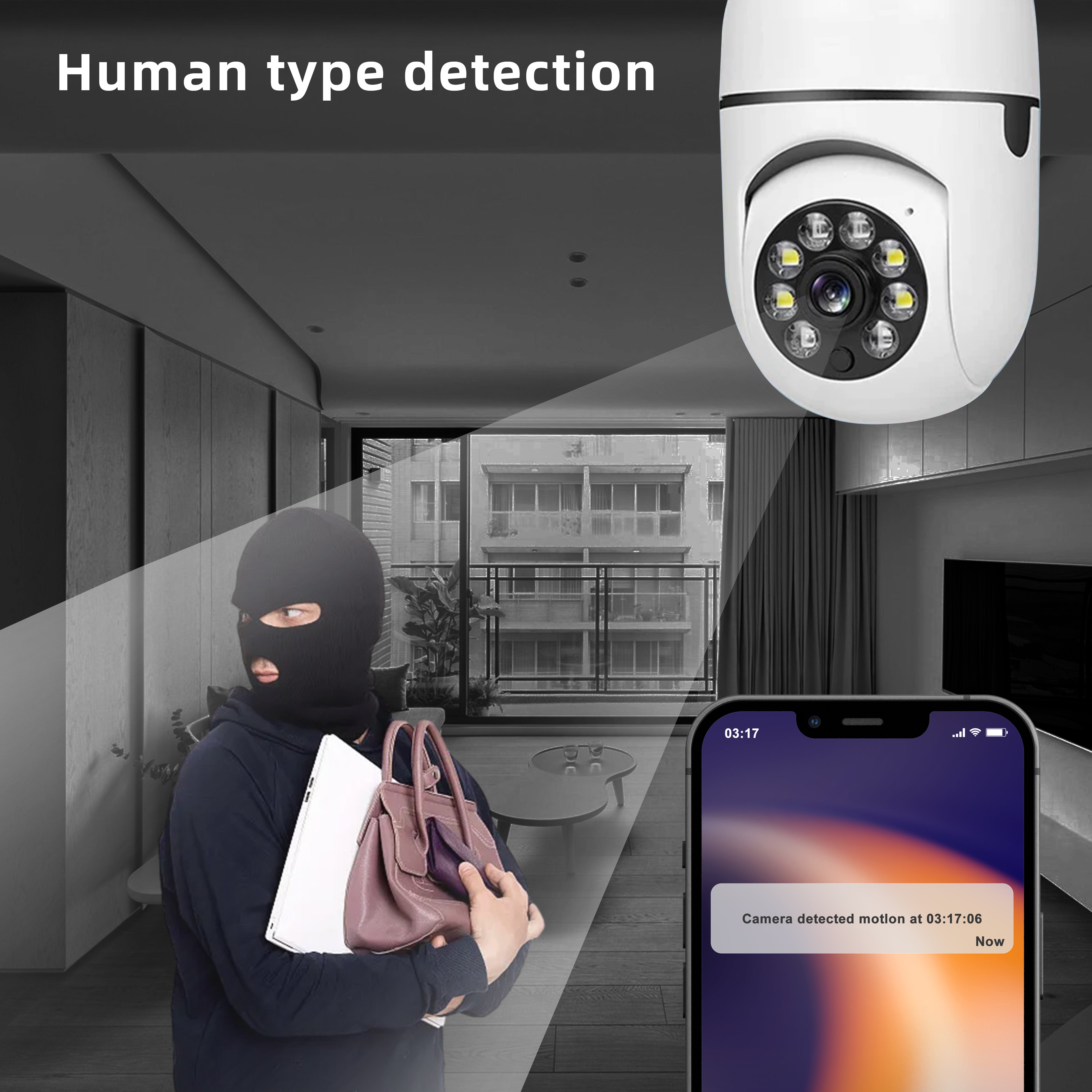 Tuya 360 Panoramic Wifi Hd Night Vision Ip Surveil Mini Surveillance Home Security Wireless Light Bulb Ptz Network Cctv Camera