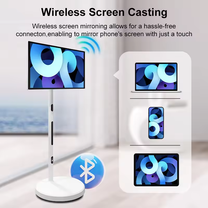 Vertical Display 27 32 Inch Portable Mobile Tv 5 Or 9h Battery Life Interactive Touch Screen Tv Smart Television With Wheels