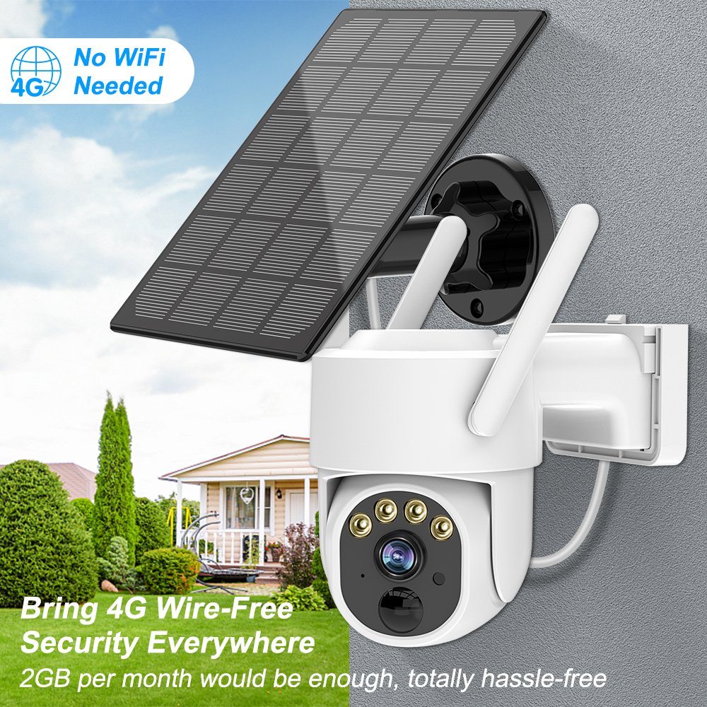 Solar Cctv Camera 4G Sim Card 12000mAh Battery 3W Solar Panels Wireless CCTV Outdoor Network Ptz 360 Camera Security Outdoor