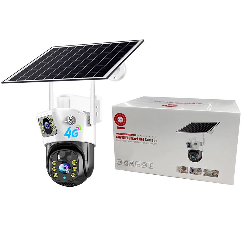 EDAFA V380 dual lens 4mp Ptz 4g Solar Camera 355 Degree new model Rotate Outdoor Waterproof Motion Detection Audio Solar Camera