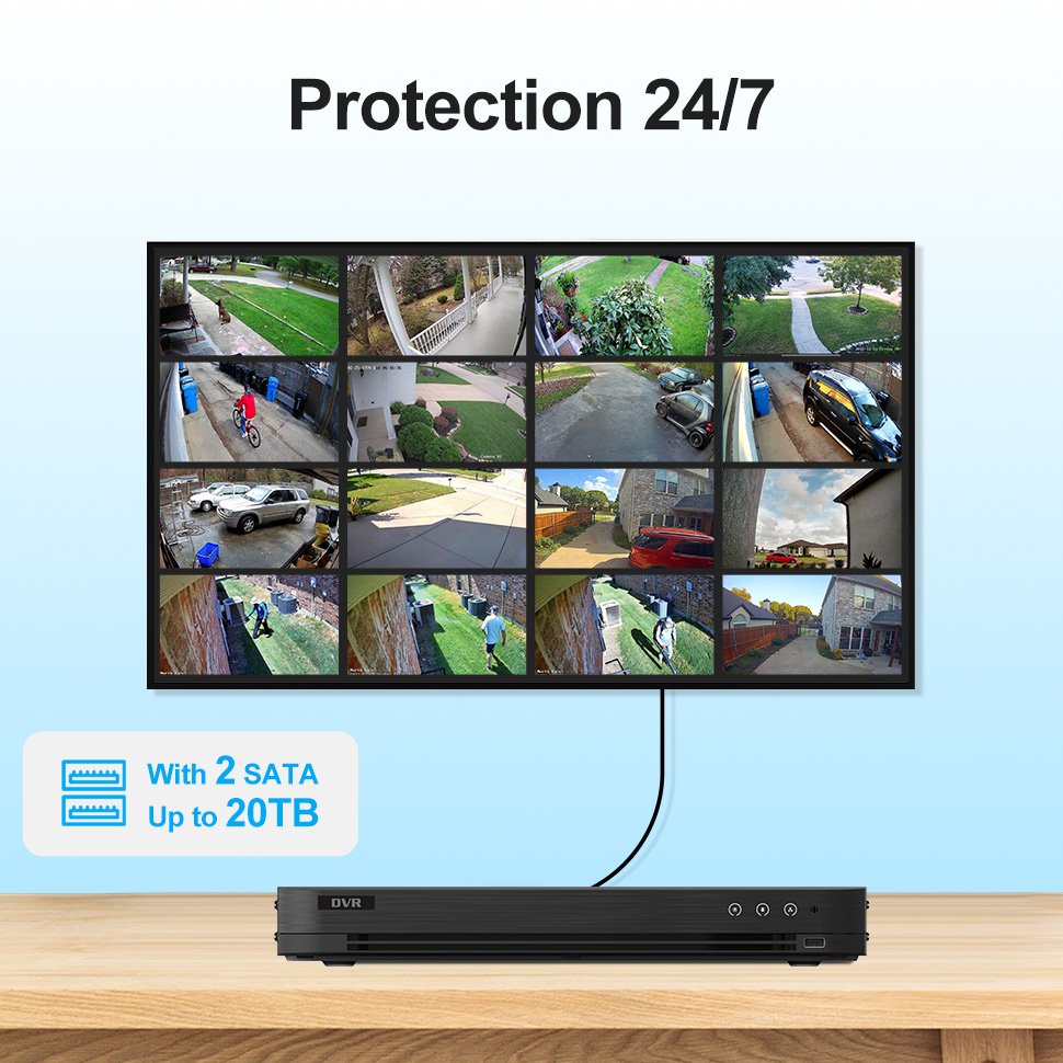 OEM Support 16 Channel DVR Recorder AI Human Vehicle Detection H.265+ Bulit-in 1 SATA MAX 10TB 5-in-1(HDTVI/AHD/CVI/CVBS/IP))