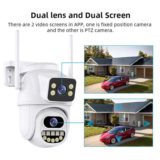 PEGATAH ICSEE 8MP Dual Lens Camera WIFI Camera Wireless Security CCTV System Full Color Night Vision Human Detection for Outdoor