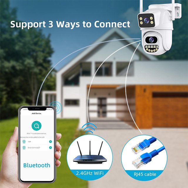 PEGATAH ICSEE 8MP Dual Lens Camera WIFI Camera Wireless Security CCTV System Full Color Night Vision Human Detection for Outdoor