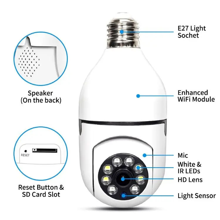 Swgj v380hot selling home security smart bulb indoor camera and dual audio home Mini pan tilt camera