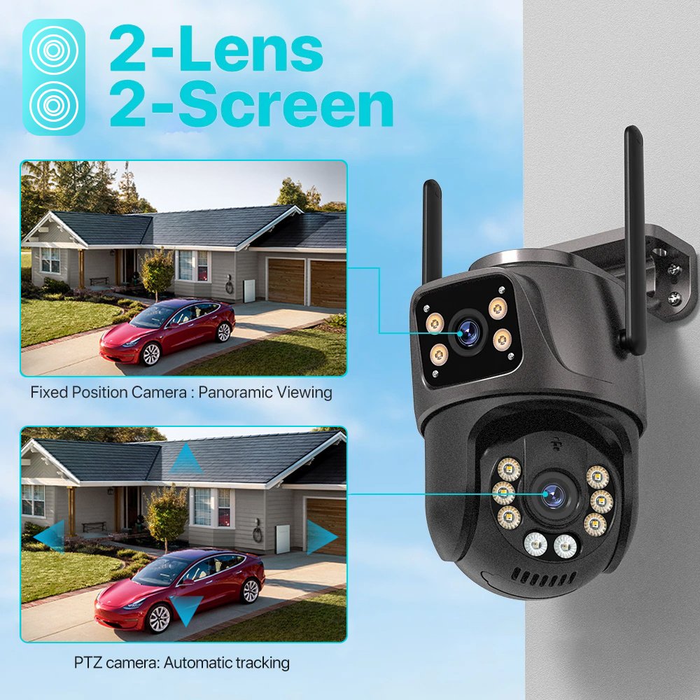 PEGATAH 4K 8MP HD Wifi PTZ Outdoor CCTV Camera 4MP Dual Lens Dual Screen AI Auto Tracking Audio Video P2P Network Camera