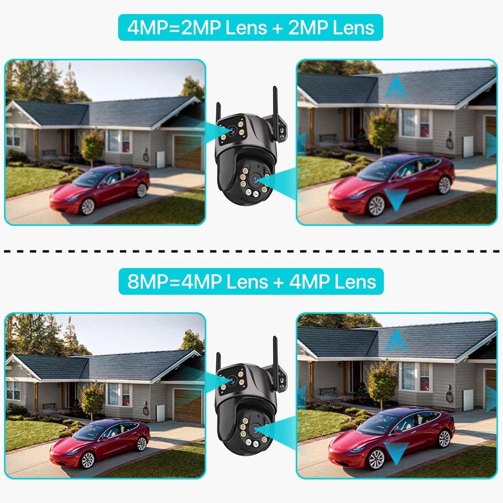 PEGATAH 4K 8MP HD Wifi PTZ Outdoor CCTV Camera 4MP Dual Lens Dual Screen AI Auto Tracking Audio Video P2P Network Camera