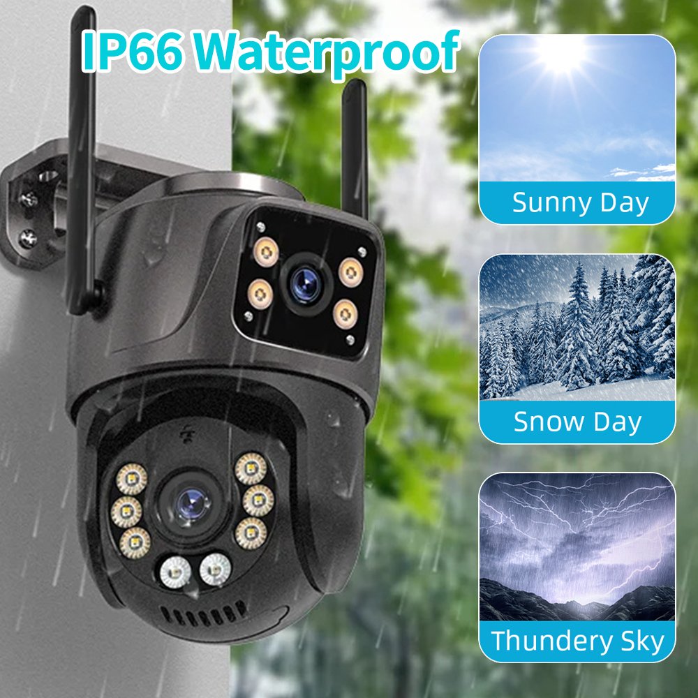 PEGATAH 4K 8MP HD Wifi PTZ Outdoor CCTV Camera 4MP Dual Lens Dual Screen AI Auto Tracking Audio Video P2P Network Camera