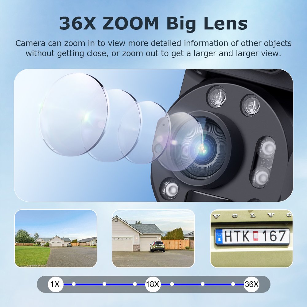 SECTEC 3K 6MP HD Metal Dual Lens CCTV Network Outdoor Security Cameras Big 36X Zoom Lens Dual View Solar Battery PTZ Camera