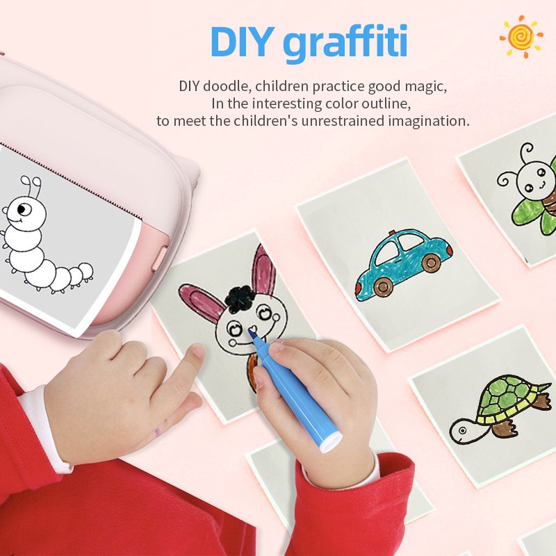 Mini Digital HD Video Camera with Instant Thermal Photo Print & MP3 Music Perfect Birthday Gift for Boys Girls MicroSD MOS Kids