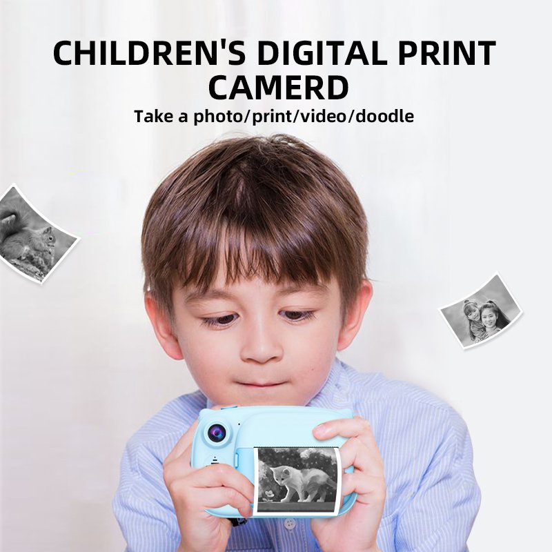 Mini Digital HD Video Camera with Instant Thermal Photo Print & MP3 Music Perfect Birthday Gift for Boys Girls MicroSD MOS Kids