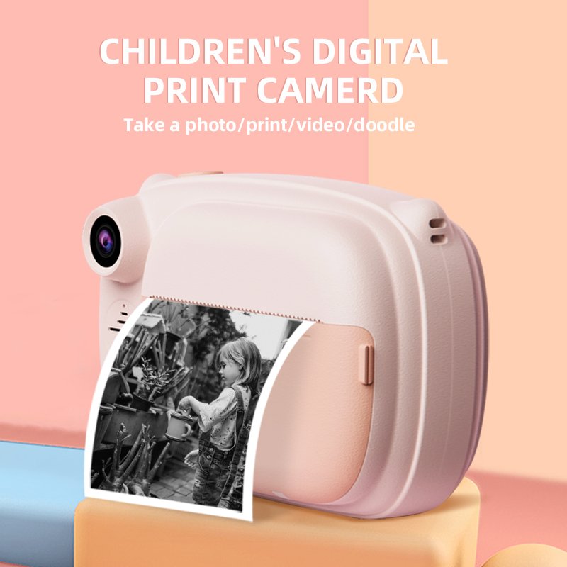Mini Digital HD Video Camera with Instant Thermal Photo Print & MP3 Music Perfect Birthday Gift for Boys Girls MicroSD MOS Kids
