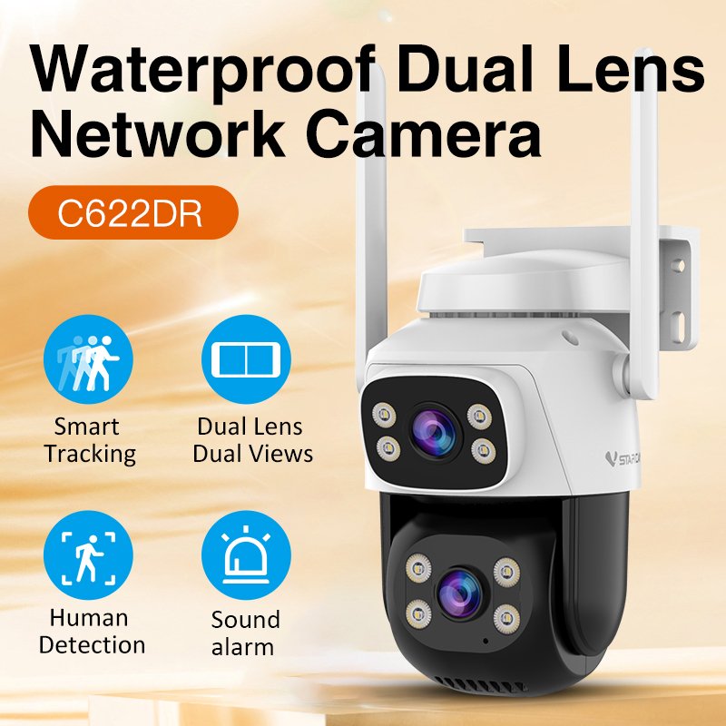Vstarcam wifi camera outdoor dual lens HD C622DR security cameras for home night vision motion detection network dome camera
