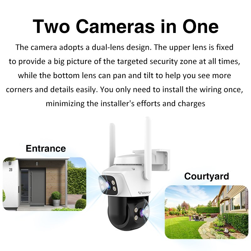Vstarcam wifi camera outdoor dual lens HD C622DR security cameras for home night vision motion detection network dome camera