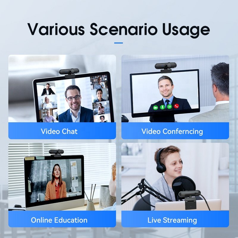Anywii OEM hd 1920*1080P Usb Web Camera Fixed focus CMOS 30fps 2 Mega Video Camera for Online Teaching Analog microphone Webcam