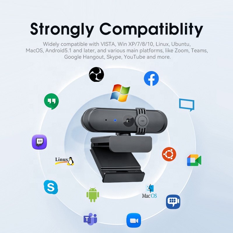 Anywii OEM hd 1920*1080P Usb Web Camera Fixed focus CMOS 30fps 2 Mega Video Camera for Online Teaching Analog microphone Webcam