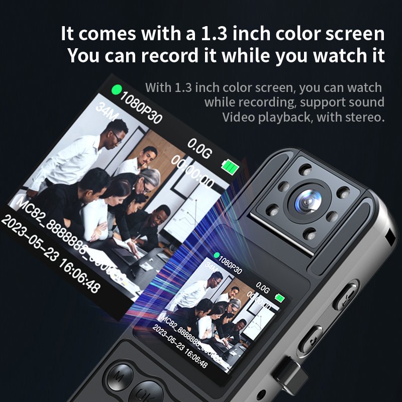 Pocket Body Worn Recorder 1.3'' Screen body camera Mini Portable recorder Multiful using audio video recording