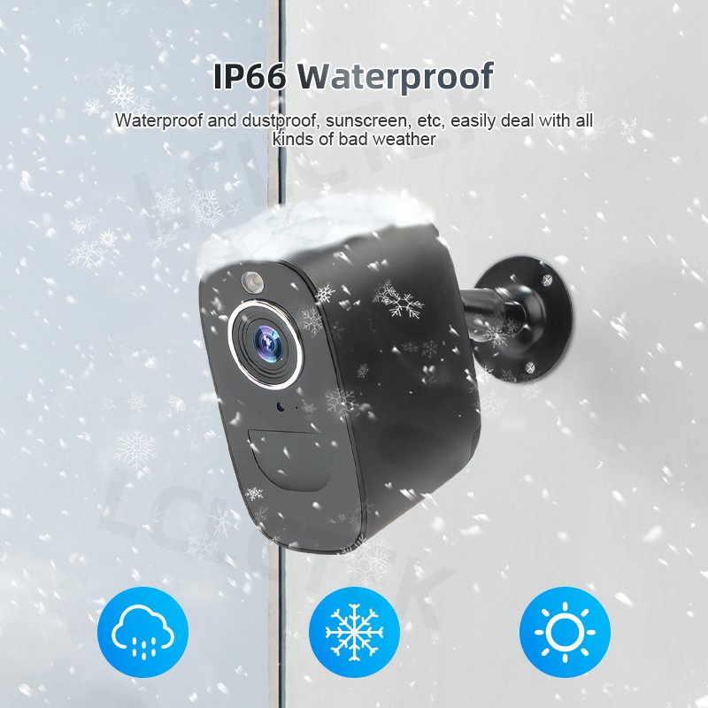 LCLCTEK Wireless Battery powered Security Camera 4MP Floodlight Wifi IP66 Outdoor wireless cctv camera