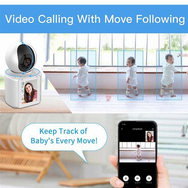 Wifi Panorama Camera Video Calling Indoor Mini Camera With Color Night Vision 1080p 2.8 Inch Screen Two-way Intercom