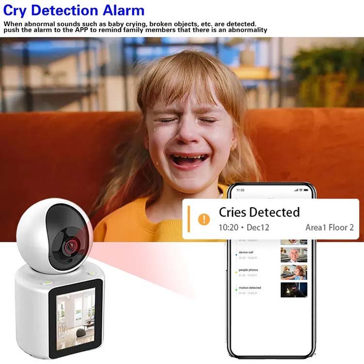 Wifi Panorama Camera Video Calling Indoor Mini Camera With Color Night Vision 1080p 2.8 Inch Screen Two-way Intercom