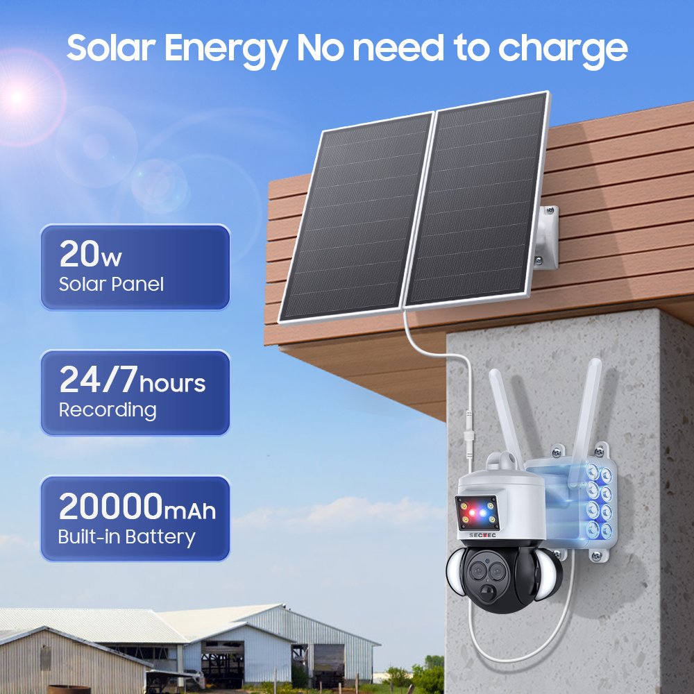 6MP 12X Zoom Low Power 360 Web Ptz Outdoor 20W Solar Panel Night Vision Security Camera System Waterproof Network Camera