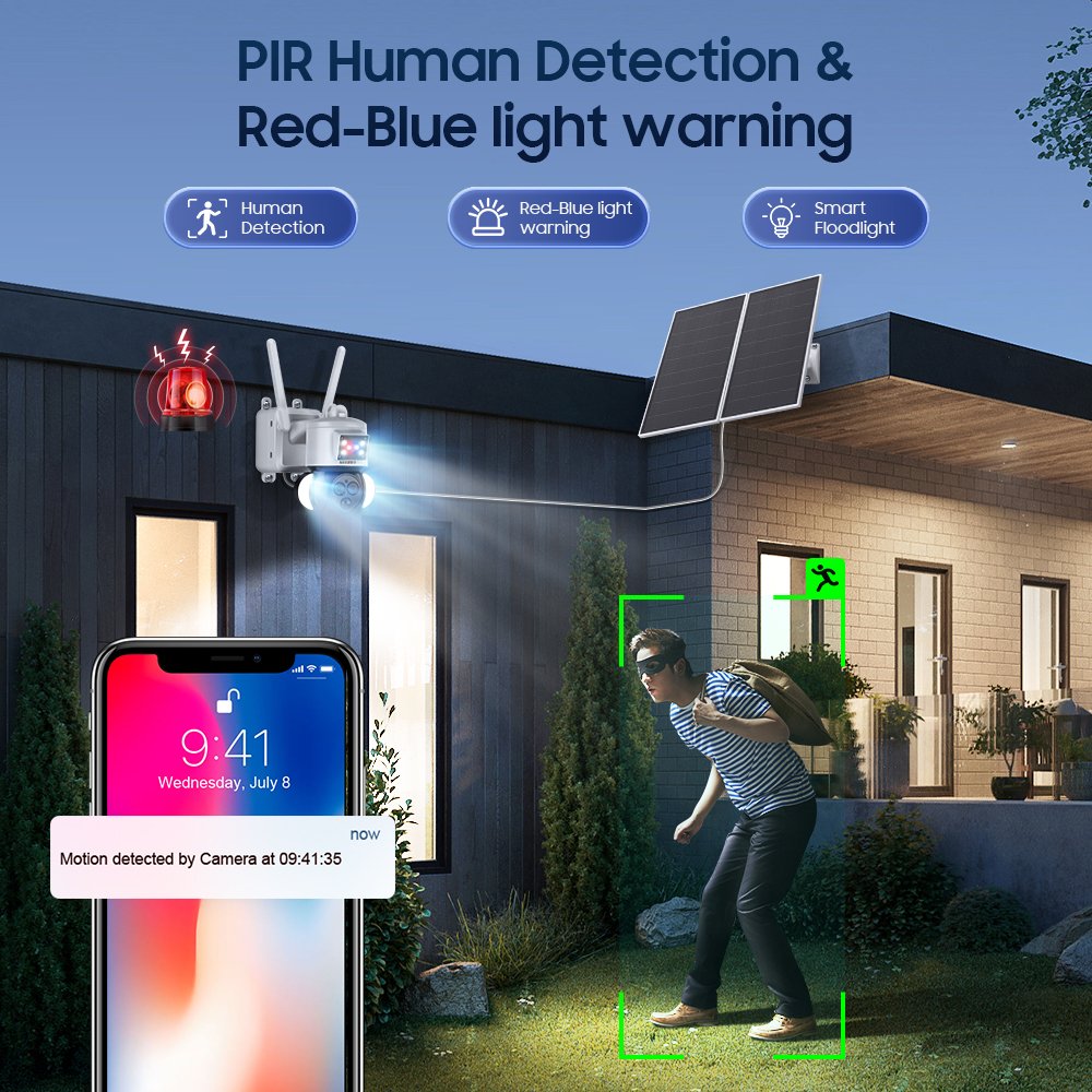 6MP 12X Zoom Low Power 360 Web Ptz Outdoor 20W Solar Panel Night Vision Security Camera System Waterproof Network Camera