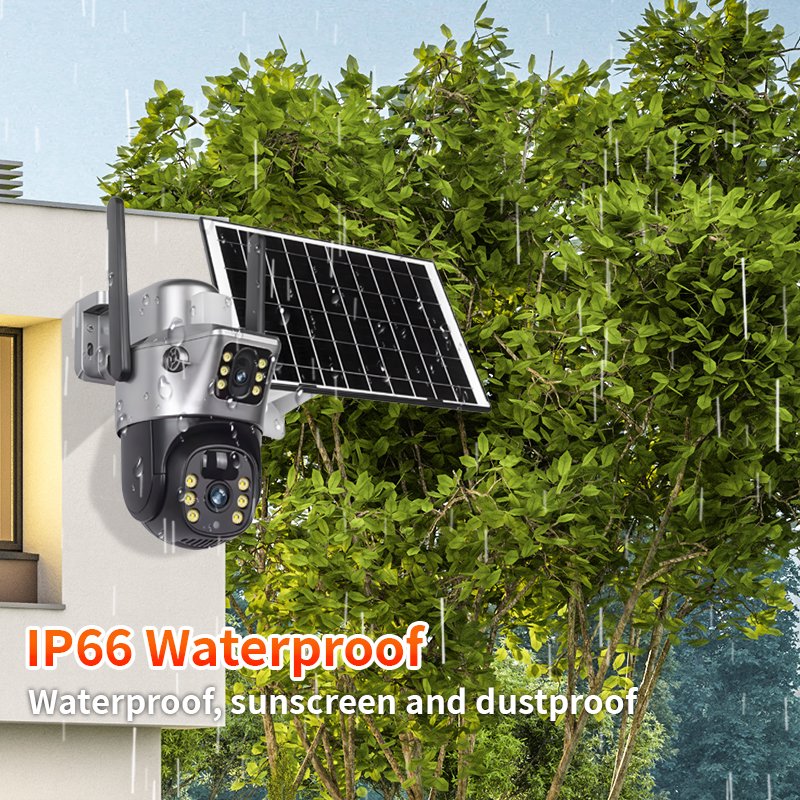 V380 Outdoor Solar Camera 4G Sim Card 4MP Dual Lens WiFi IP Camera Waterproof Solar Panel PTZ Two-Way Audio Cloud Memory Card
