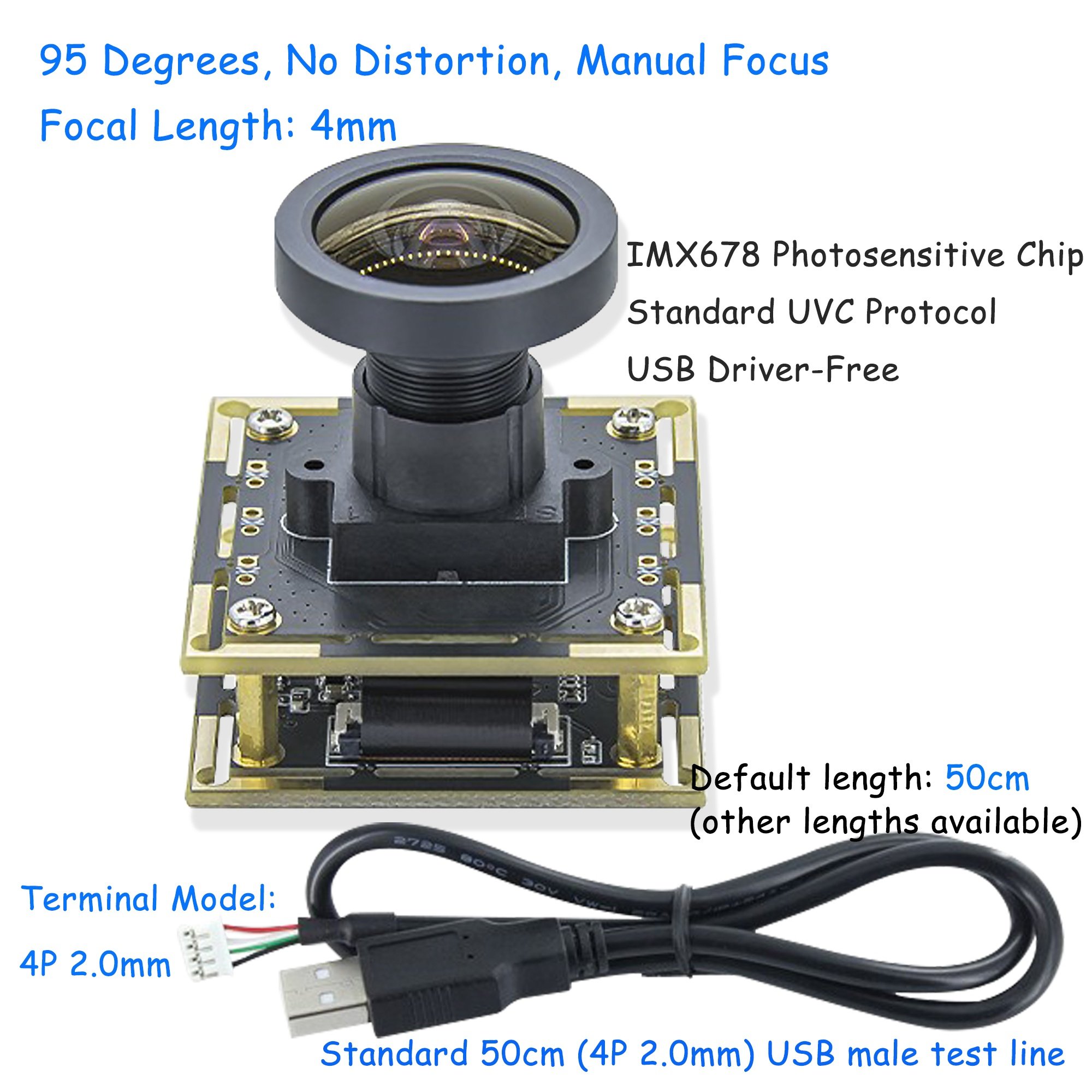 Ultra Low Light 1/1.8 inch 8MP IMX678 Square Image CMOS Sensor Mini USB Camera Module 4K High Sensitivity Security Camera Module