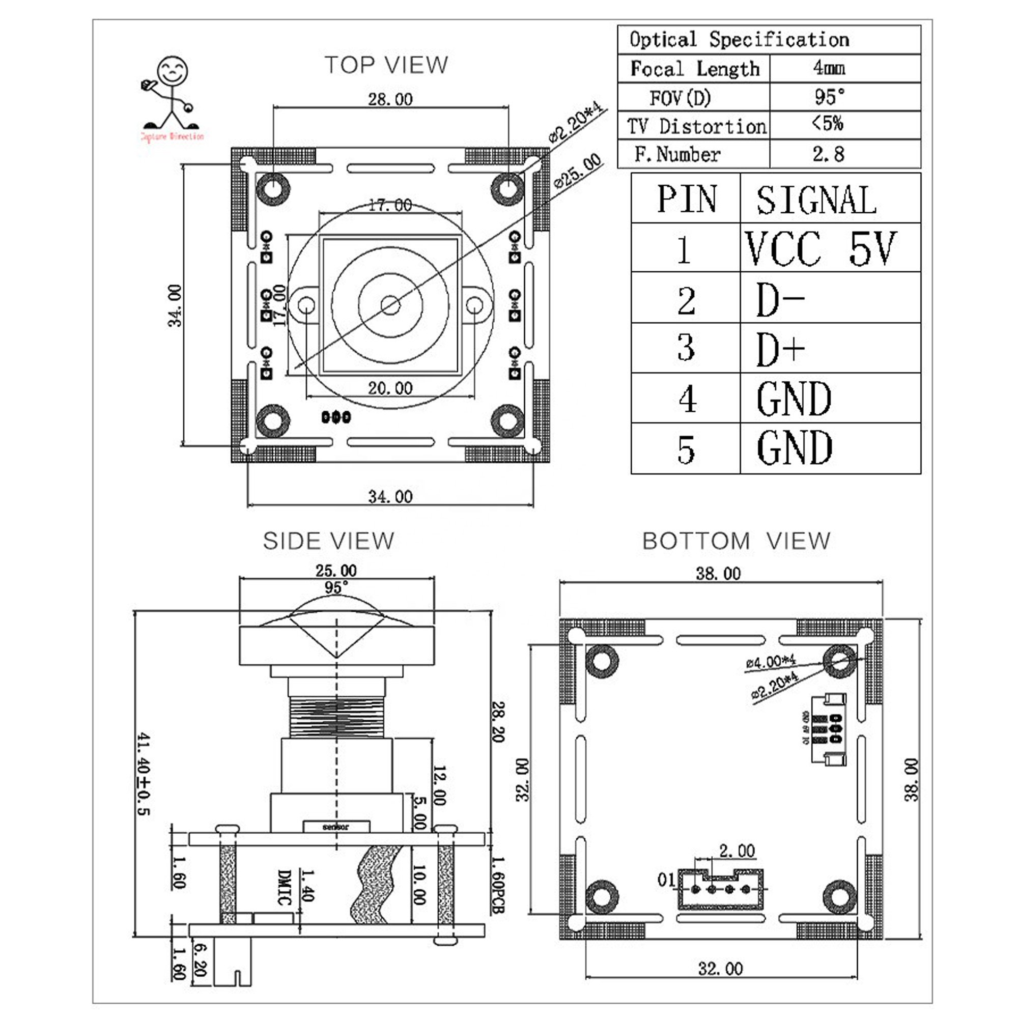 Ultra Low Light 1/1.8 inch 8MP IMX678 Square Image CMOS Sensor Mini USB Camera Module 4K High Sensitivity Security Camera Module