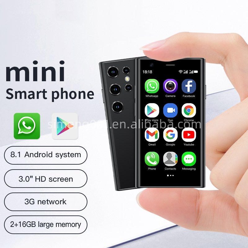 Hot selling mini phone S24 dual card quad core with Google Store Android 9.0 smart 4G mini mobile phone