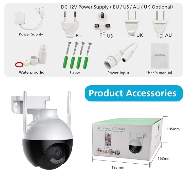 1080p WIFI Outdoor Security IP Network Camera with Night Vision and Motion Detection 1080P Network Ptz Wireless Cctv 2MP
