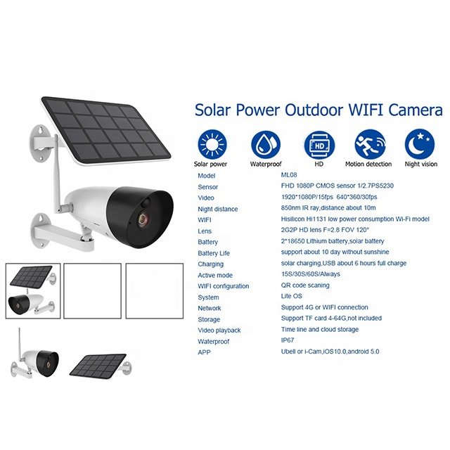 Tuya Solar Power outdoor Waterproof IP67 Wireless WiFi 1080P IP network Camera for home security