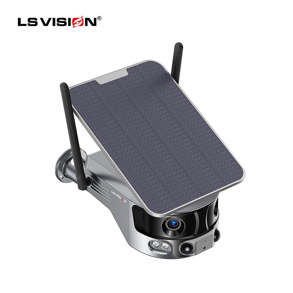 LS VISION HD 4K 8mp 180 Degree Wifi 4G Colorful Night Vision Panoramic Solar Powered Battery Solar Camera 4g