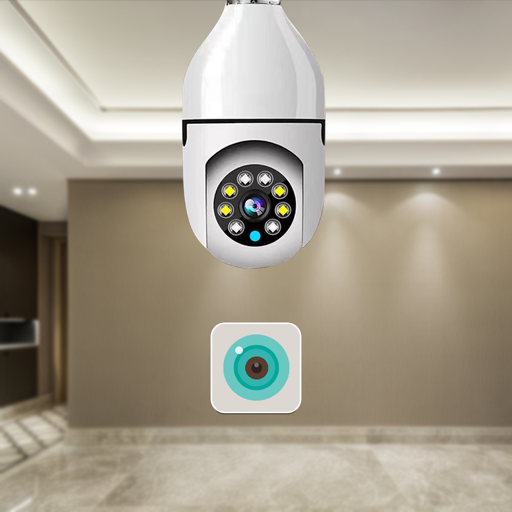 2MP ICSEE Wireless Auto Tracking IP Camera 1080P Night Vision Excellent Indoor Security System 360 Degree PTZ Bulb Mini Camera