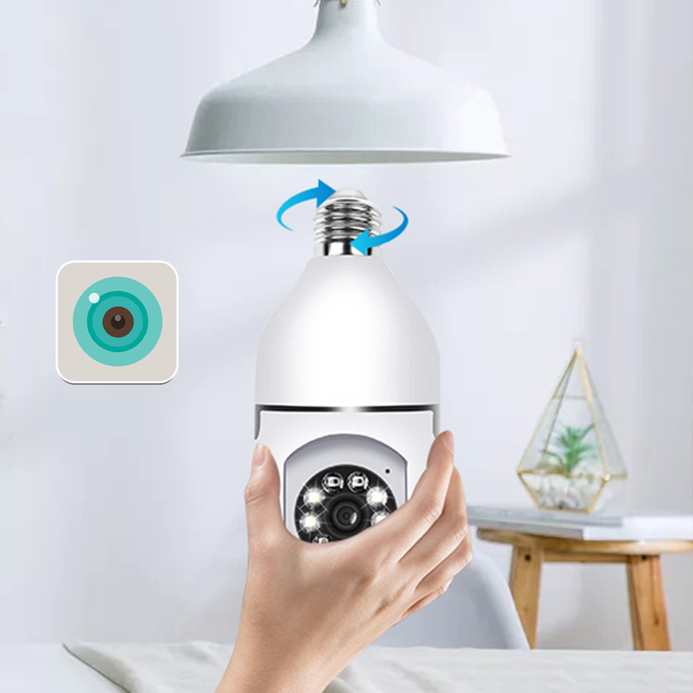 2MP ICSEE Wireless Auto Tracking IP Camera 1080P Night Vision Excellent Indoor Security System 360 Degree PTZ Bulb Mini Camera