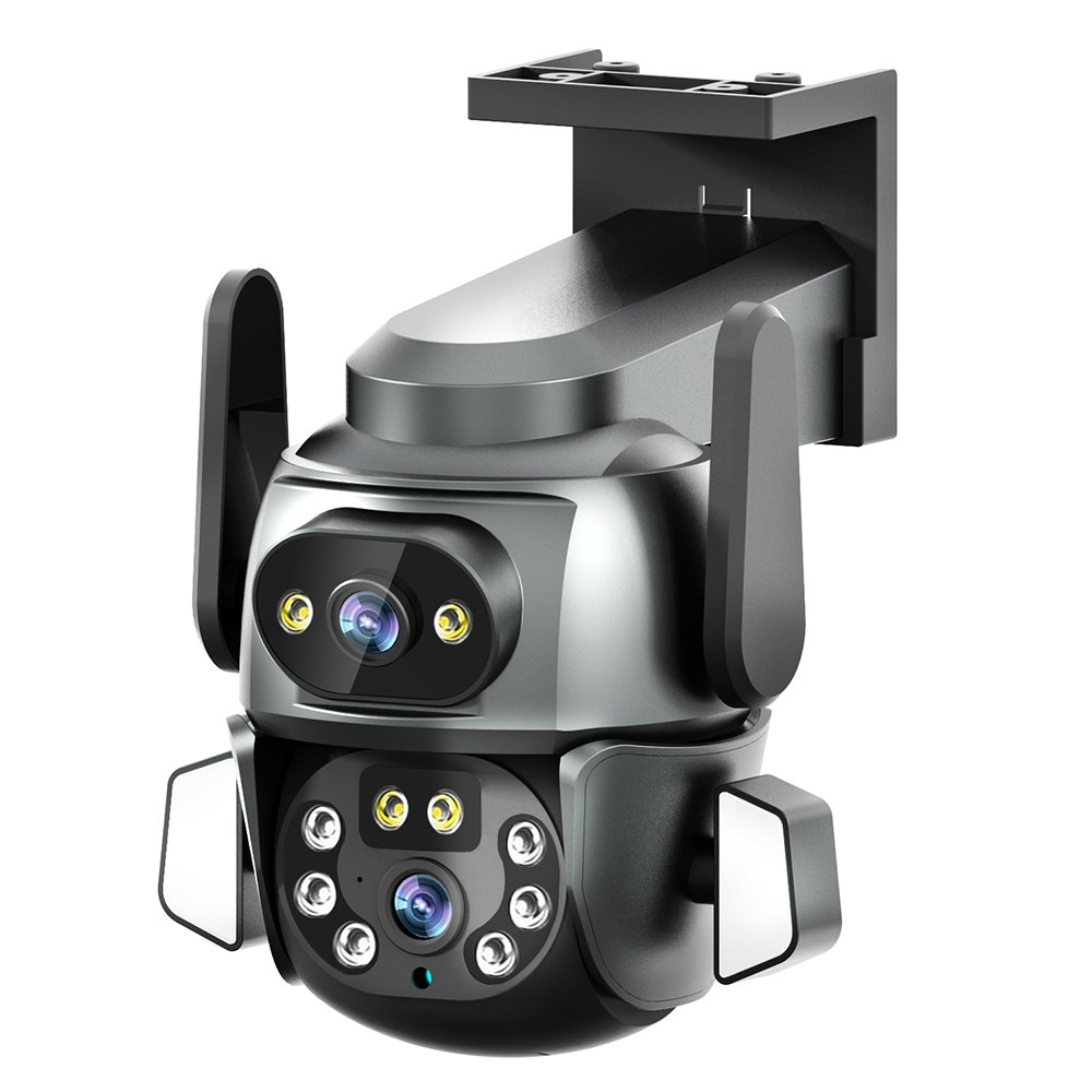 C High quality 4MP Outdoor infrared sensing automatic tracking wireless security camera two lens outdoor waterproof CCTV camera