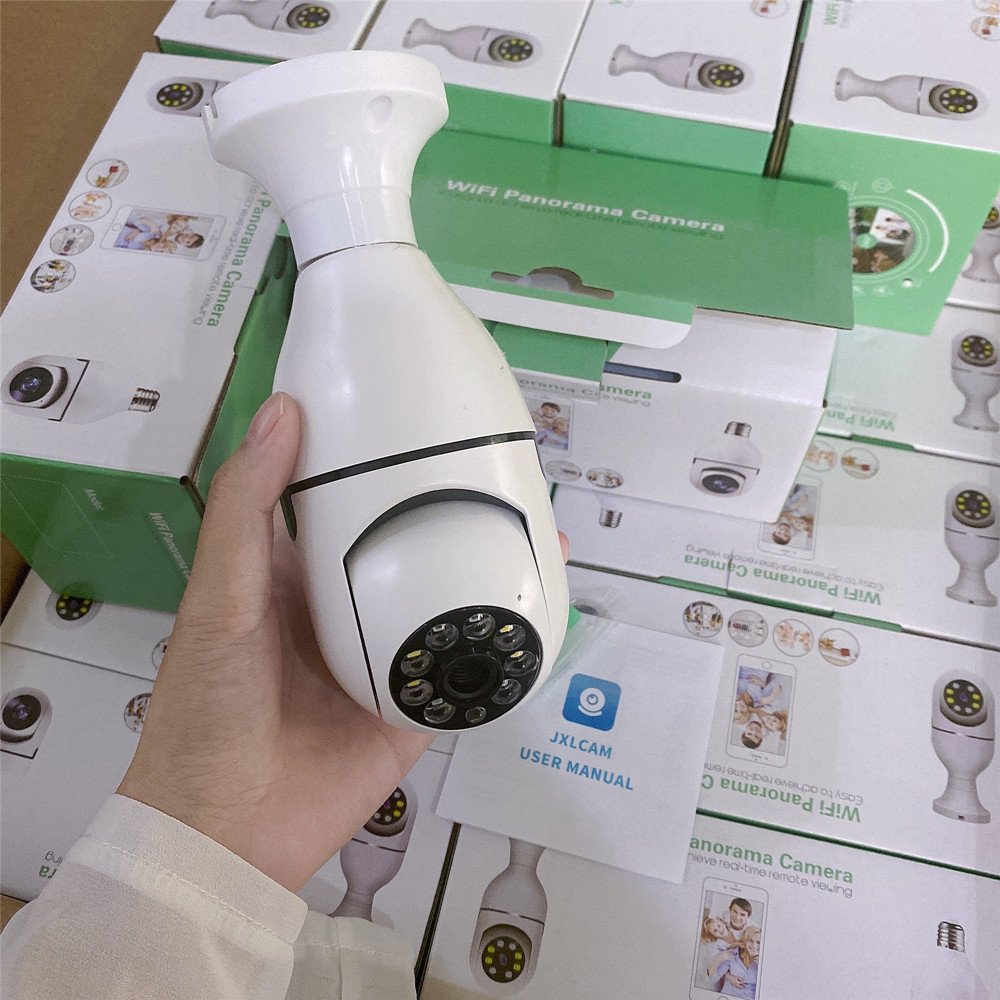 Bulb Camera Full Color Night Vision CCTV V380 Pro Auto Tracking Security TV Camera PTZ WiFi with E27 Outlet