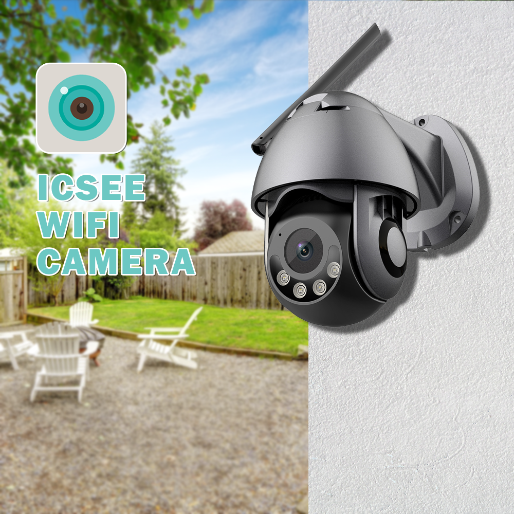 ICSEE 4MP Wifi CCTV IP Dome Camera Silver Black PTZ Night Vision 50M Indoor Network Security 2.4G Motion Detection Outdoor Cloud
