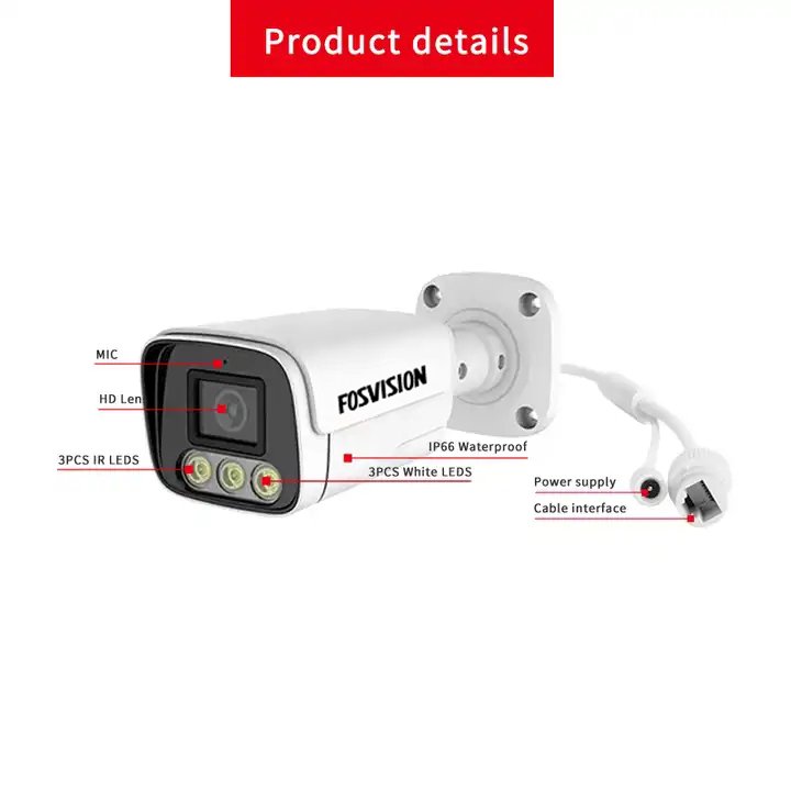 Hot Sale Ip Poe 4MP Hd Camera Full Color Night Vision Outdoor Ir Security Waterproof Surveillance Bullet Cctv Camera 265