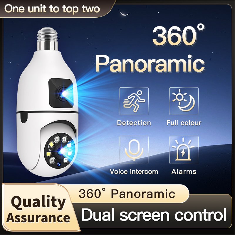 Full Color Auto Tracking Robot Security Dual Lens E27 Wireless Indoor CCTV Wifi IP Camera