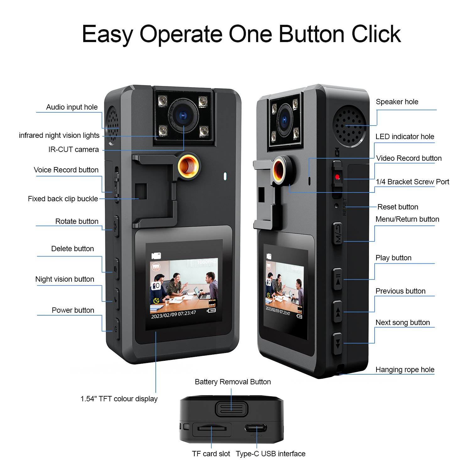 A53 1080P Night Vision Infrared Recording Mini Camera With 180 Rotating Camera Motion Detection With Replaceable Battery