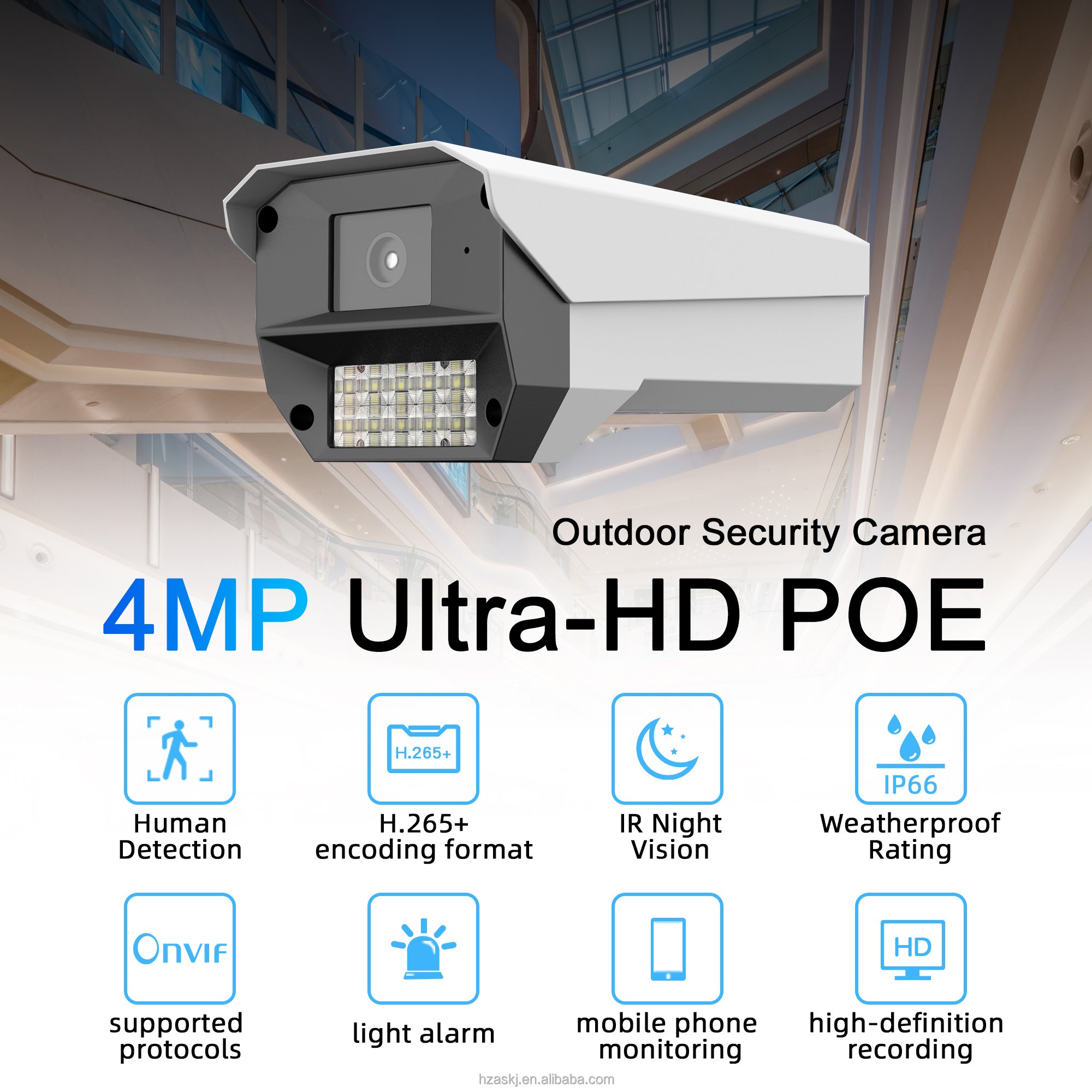 HD Smart Dual Light IP66 Waterproof Poe Ip Camera Starlight Night Vision CCTV Bullet Camera Outdoor Security IP Network Camera
