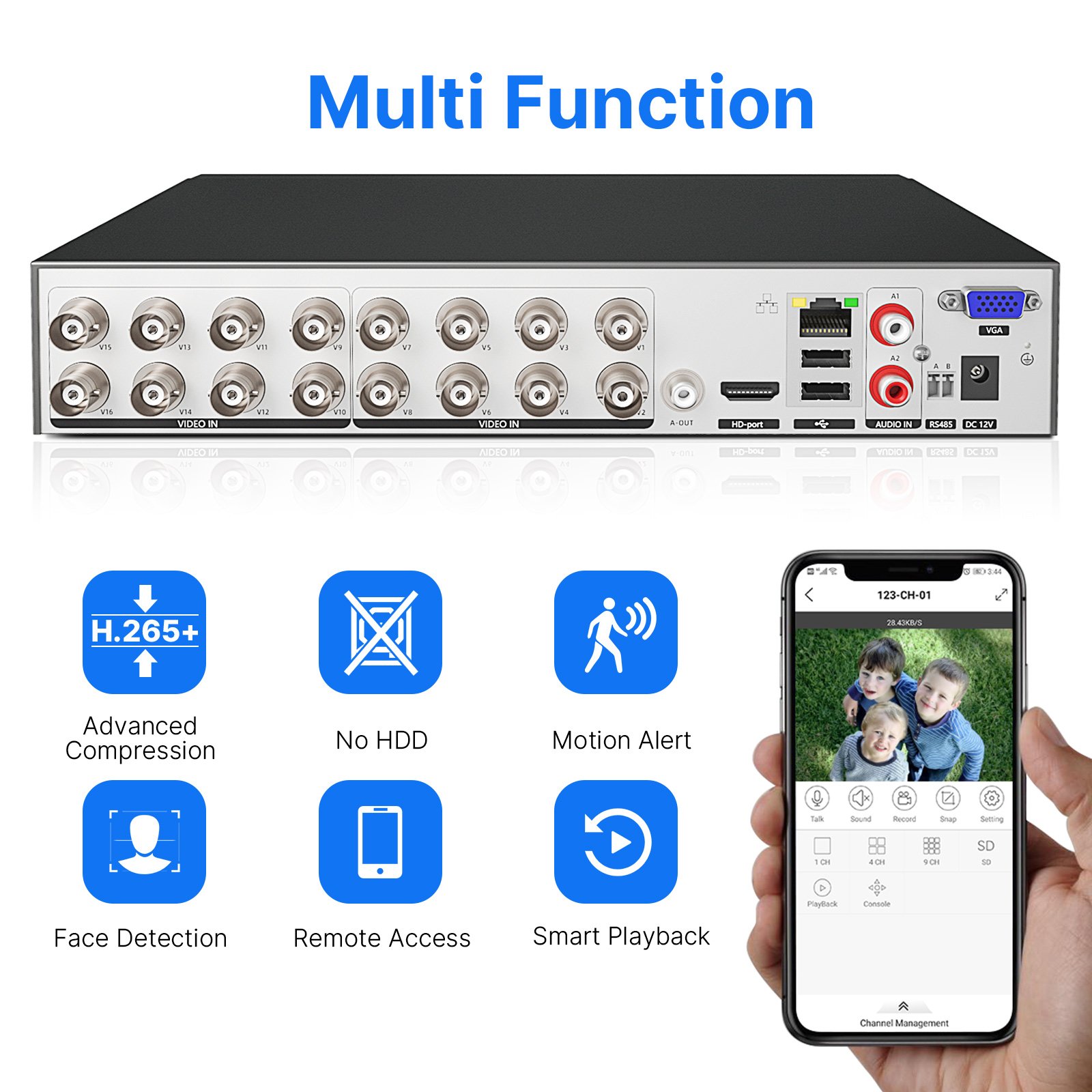 Hiseeu 16 Channel 5M-N/1080P/720p Digital Video Recorder for AHD/TVI/CVBS/CVI/IP Camera AHD DVR