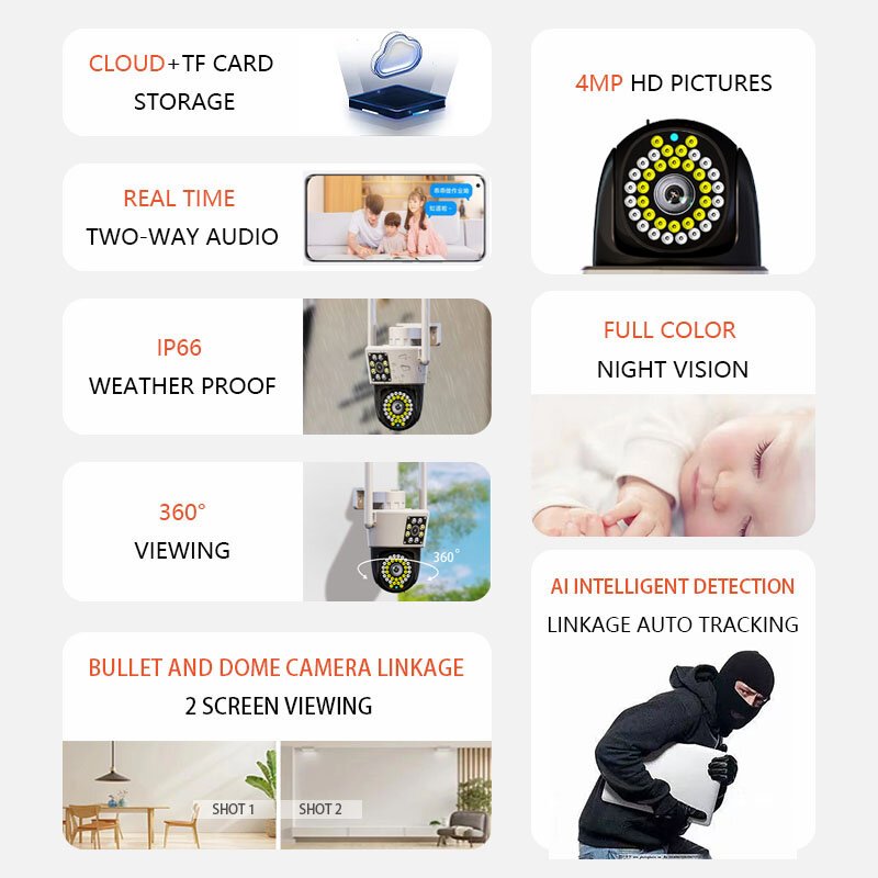 Tuya 2K Hot Sales Outdoor Network Camera Dual Lens PTZ Motion Tracking Security Camera Wifi